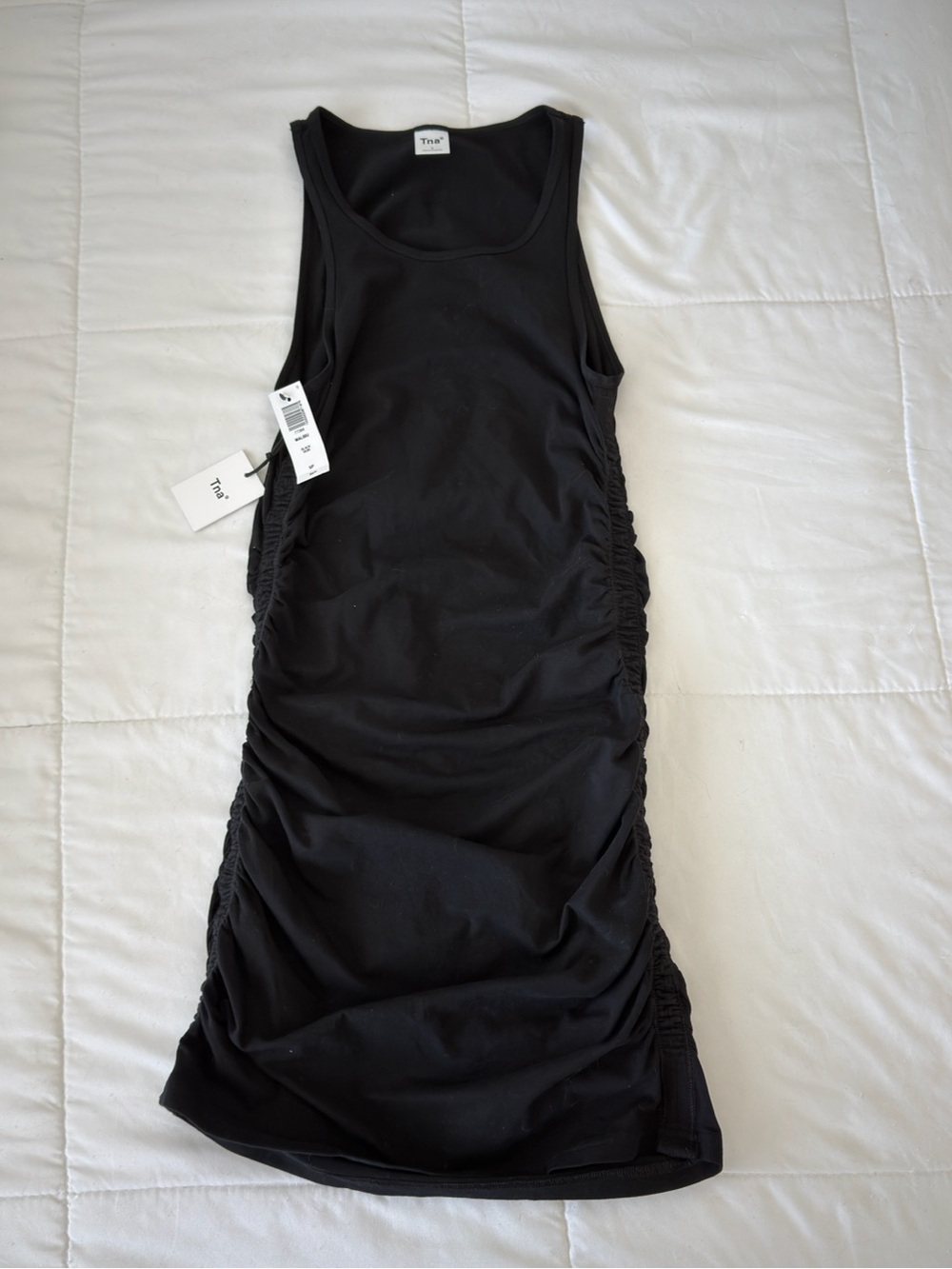 Aritzia Tna Black Ruched Tank Dress